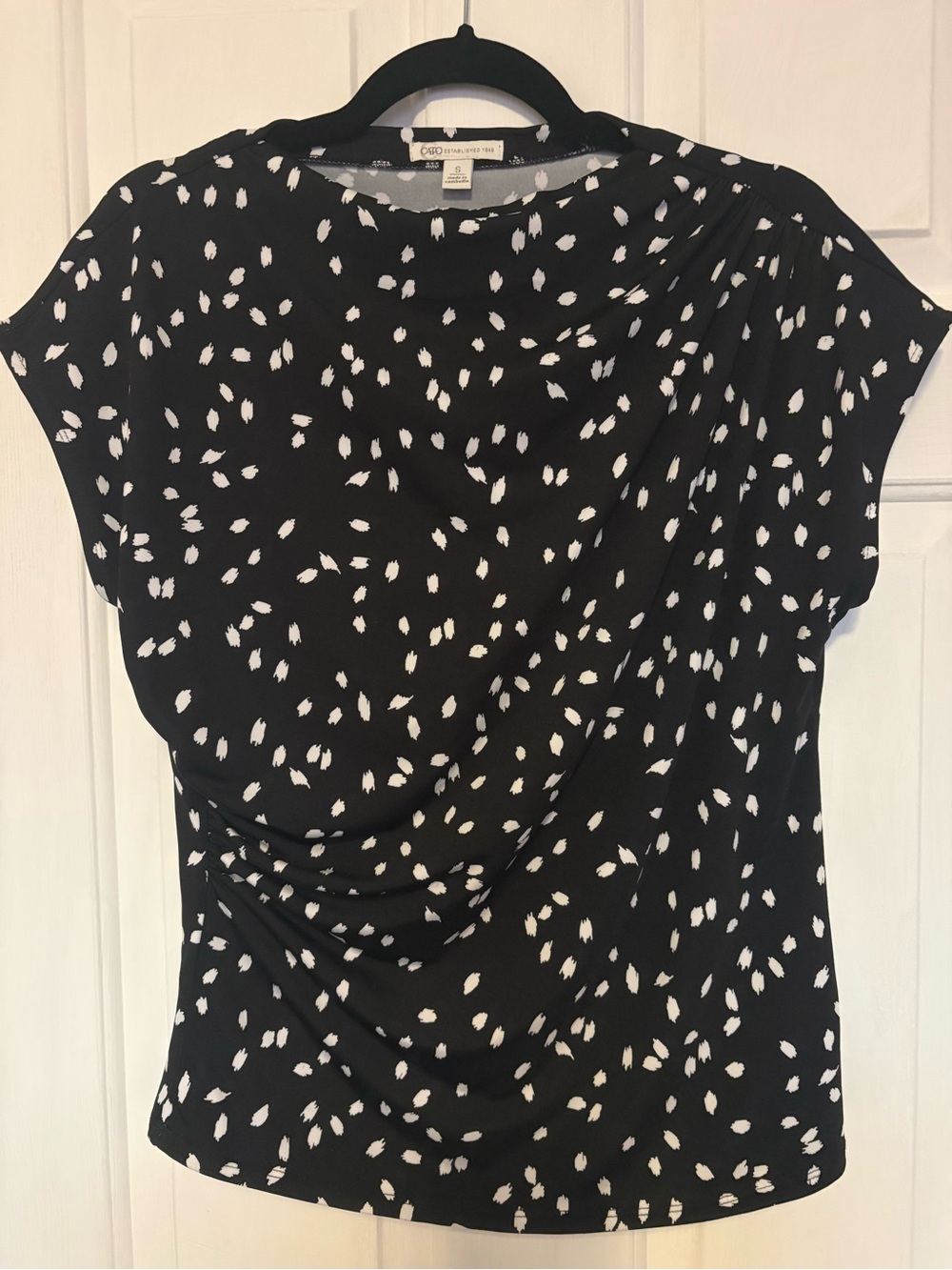 Cato Black & White Dot-Print Cap Sleeve Top